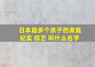 日本超多个孩子的家庭纪实 综艺 叫什么名字